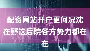 配资网站开户更何况沈在野这后院各方势力都在